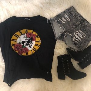 Royalty Skull Black Distressed T Shirt